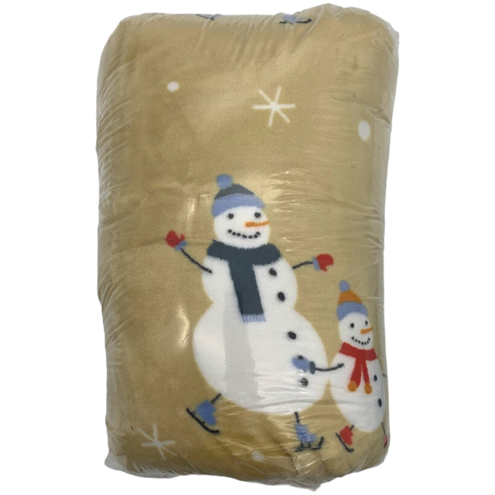 Kringle Express 60" x 80" Holiday Printed Throws Snowman Beige